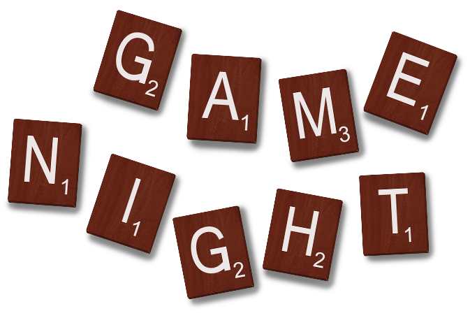scrabble tiles spelling out Game Night